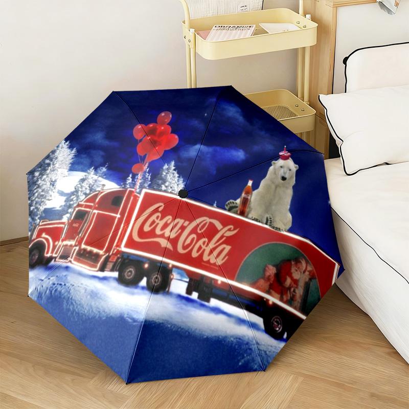 Christmas Gift Halloween Theme Bear Truck Coca Cola umbrella is suitable for all seasons, including home travel and outdoor activities Y3
