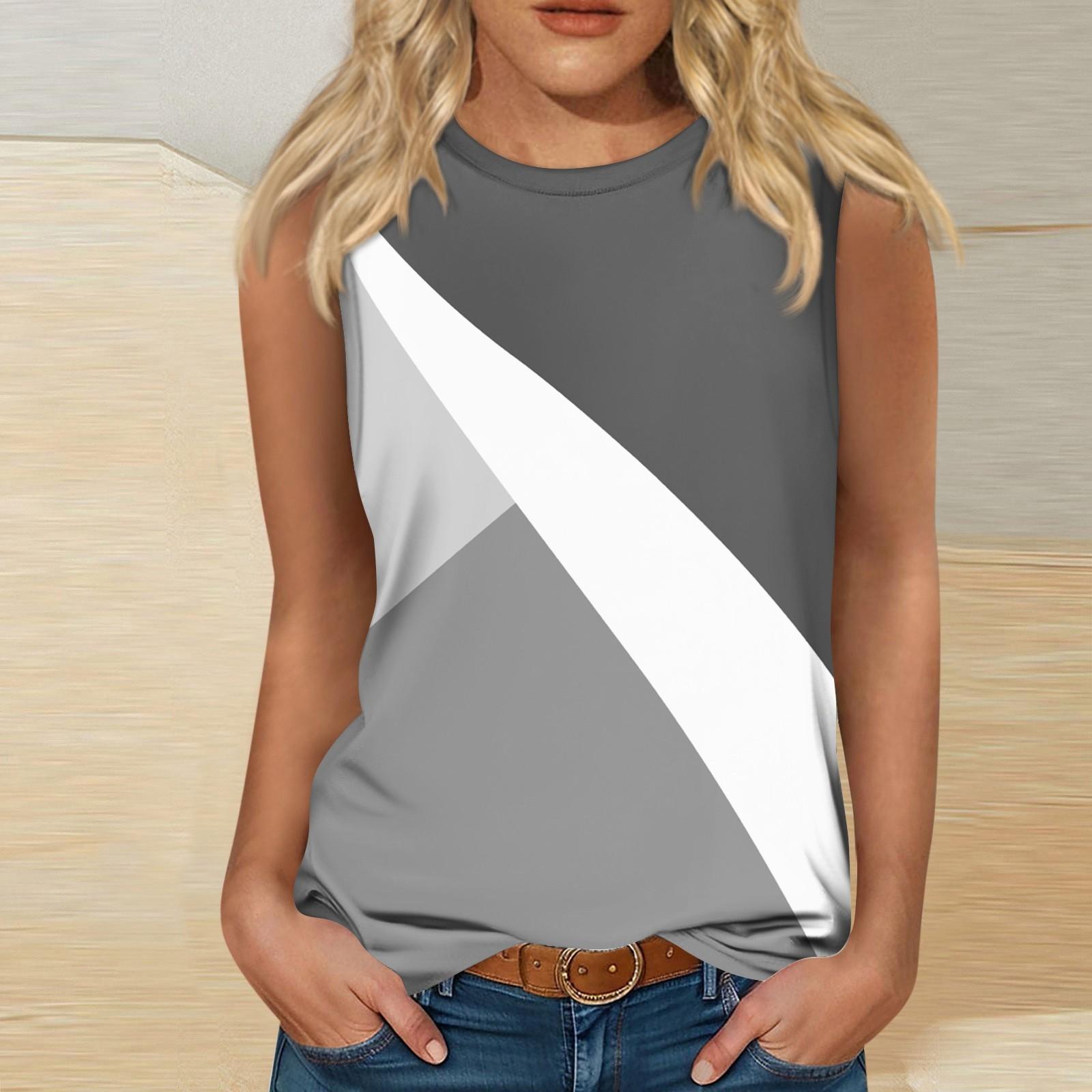 Женские повседневные топы-туники для ношения с леггинсами Рубашки без рукавов Струящиеся — фото 5