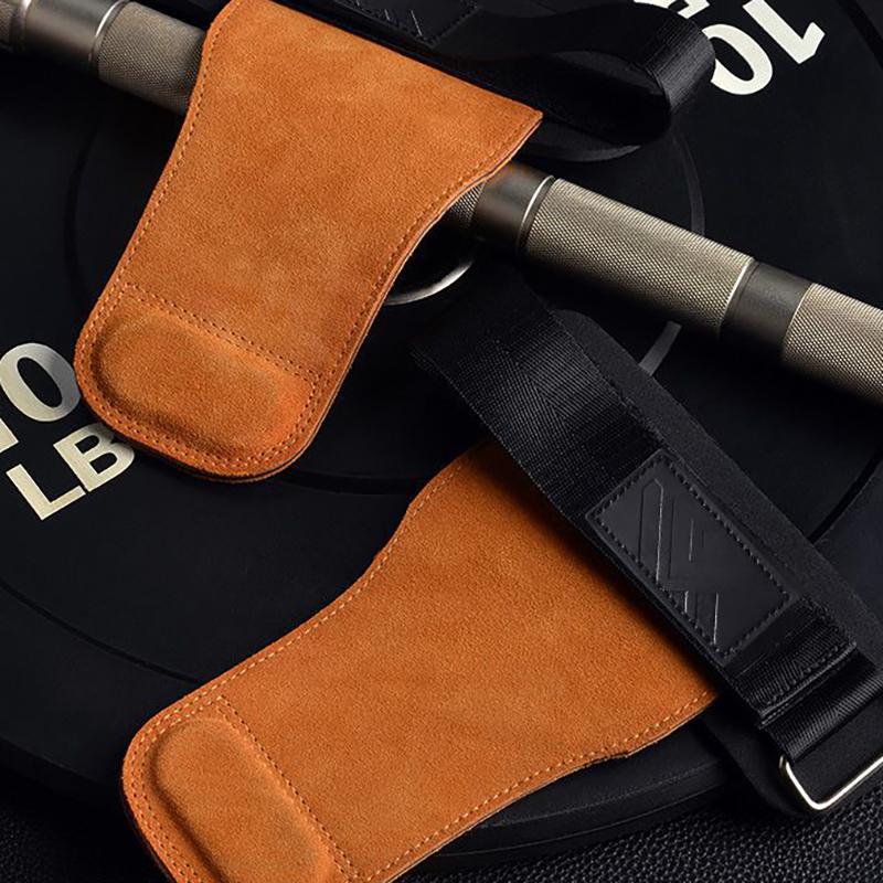 Double Layers Pu Leather Gloves Wrist Straps For Weight Lifting Grips Women Men Gym Deadlift Training Bench Press Pull-Up Gloves