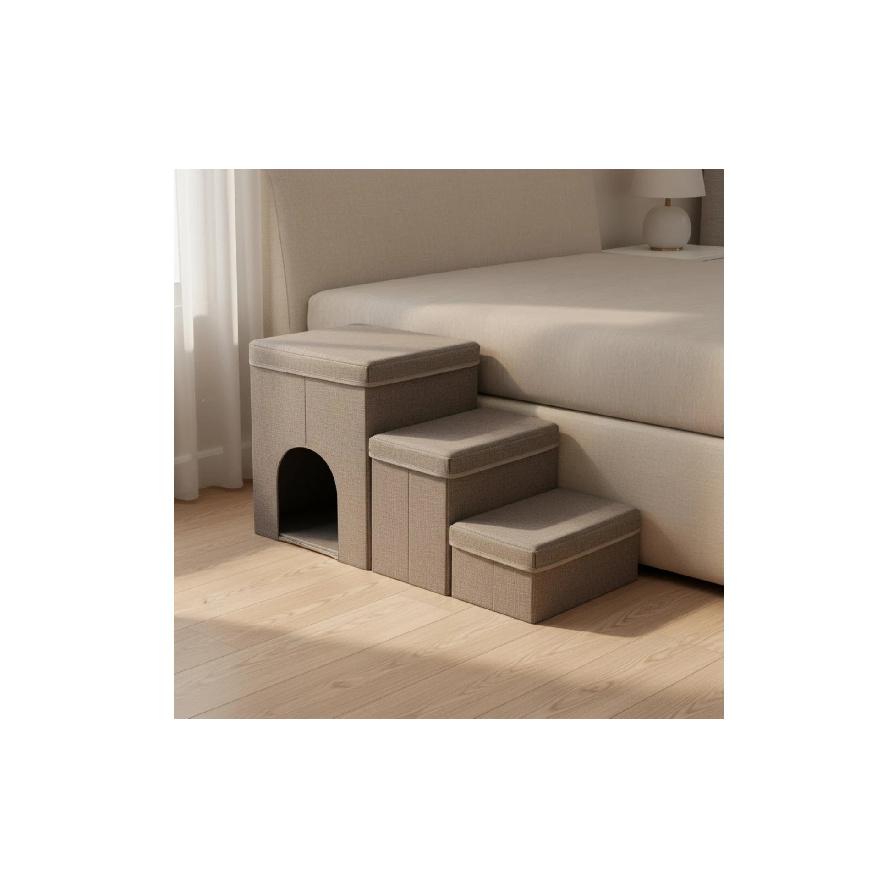 Pet Steps Upholstered Pet Stair Step Dog Stairs Cushioned Dog Steps Boxy for Pets, Bed, Sofa