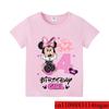 Minnie Mouse Disney T-shirt Kids Number T-shirts Cute Cartoon Base Tee White Pink Summer Soft Short-Sleeve Clothes Birthday Gift