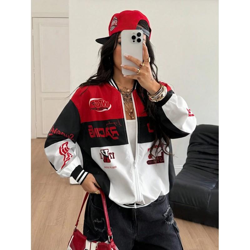 Womens Casual Long Sleeve Baseball Jacket Hoodie Streetwear Oversized Top 2026