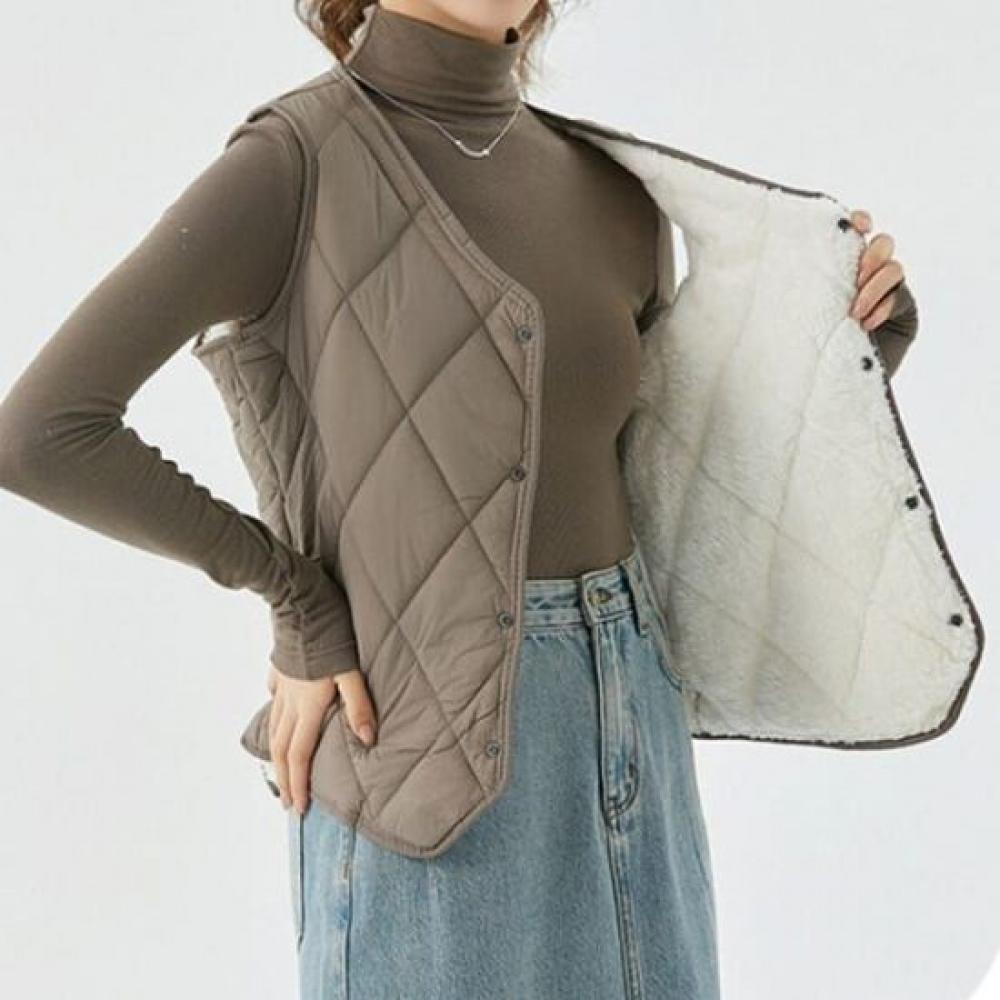 NaVaVa Fleece Lined V Neck Quilted Vest Nc464