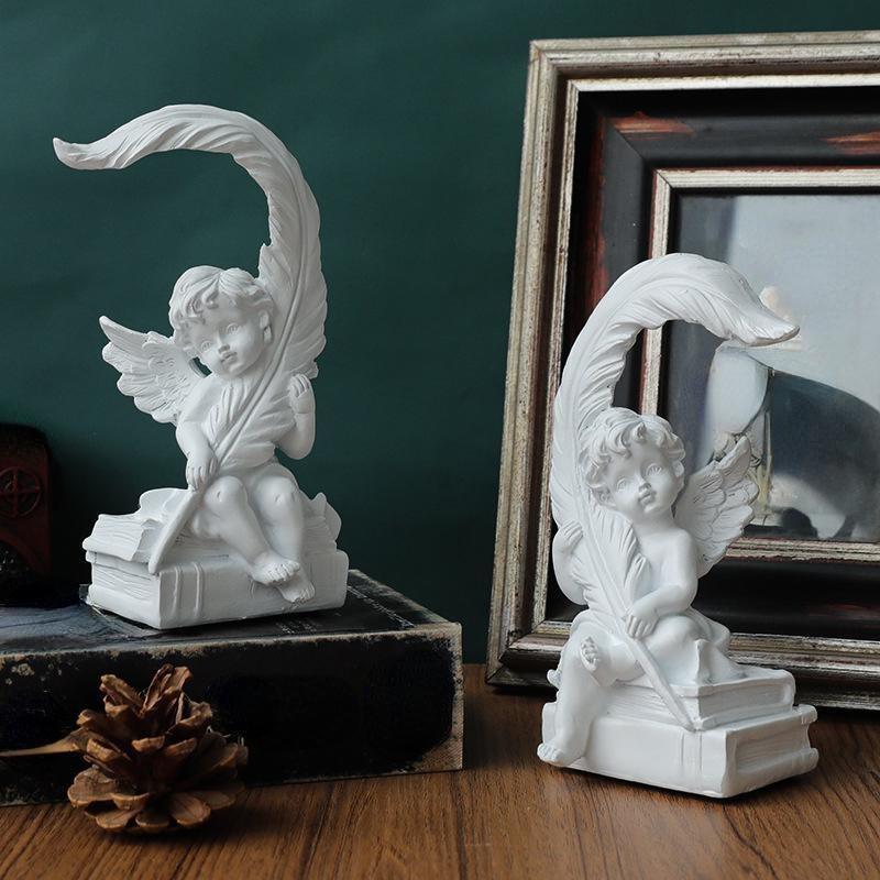 Romantic Feather Angel Ornament Living Room Desktop Cupid Decoration Home Decoration White Prayer Angel Couple Ornament