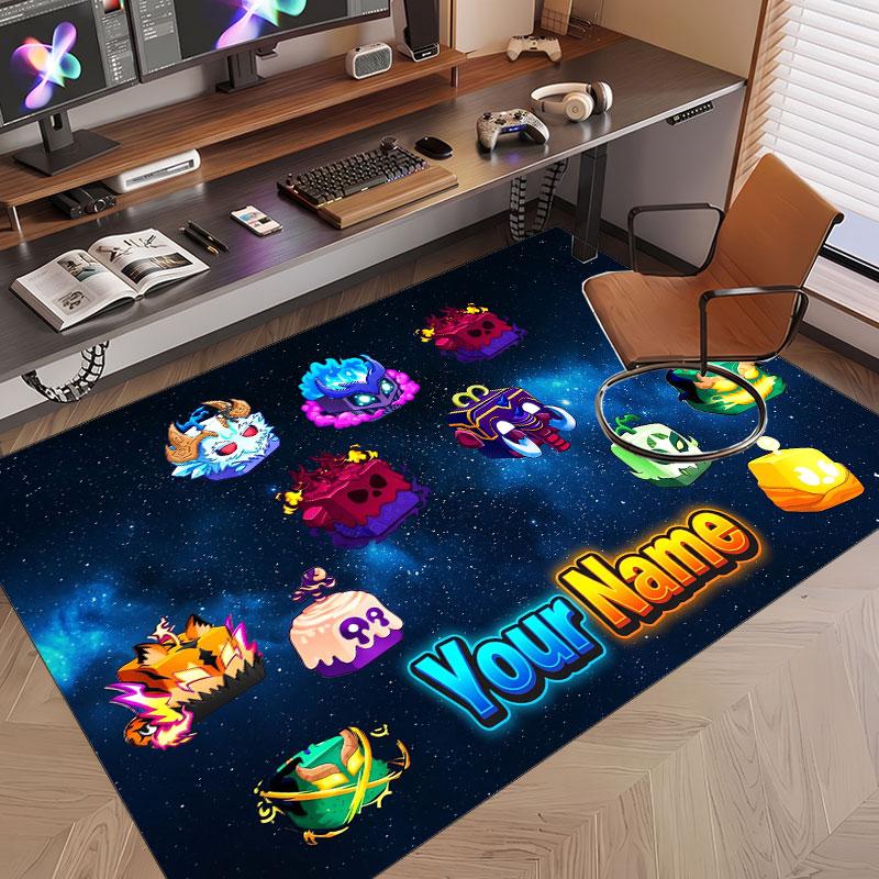 Custom Name Text Crystal Velvet Rug,Blox Fruits Soft Plush Decorative Non Slip Floor Carpet