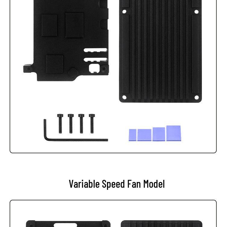 Raspberry Pi 5 Aluminum Alloy Armor Case with PWM Fan, Tools & Thermal Paste