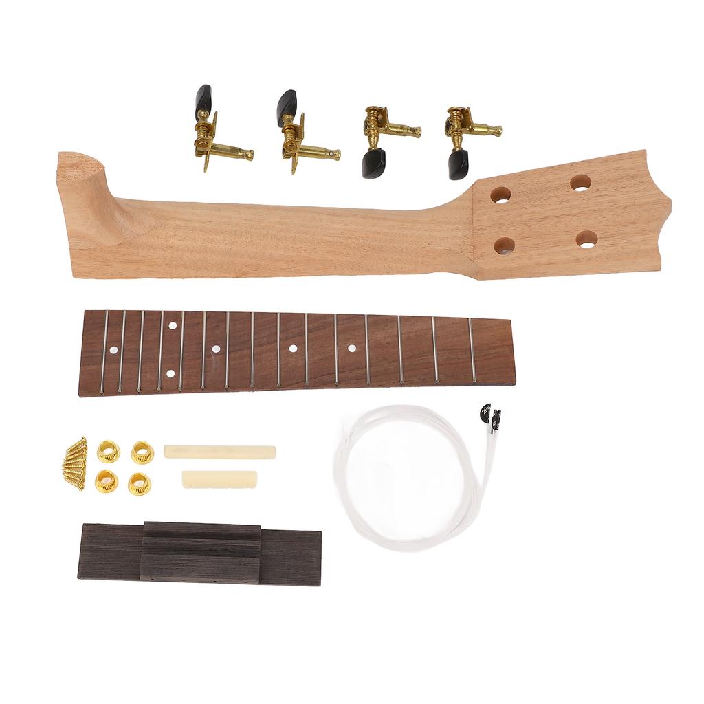 Make Your Own Ukulele Kit Guitar Neck String Knob Bridge Wooden 21in Unfinished Ukulele Parts