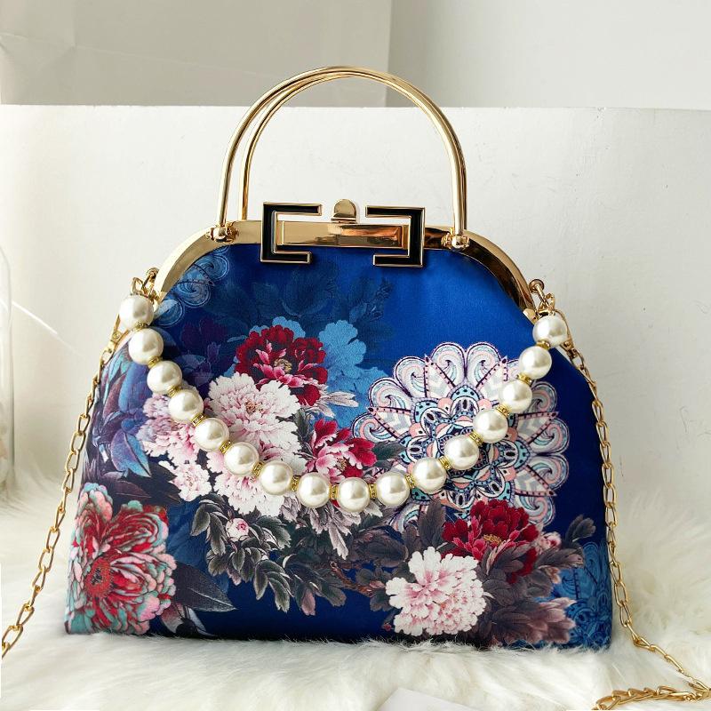 New Wedding Bags Beads Flowers Vintage Bag Shell Lock Hand Bags Women Shoulder Crossbody Bag Chain Fringe Women's Handbags
