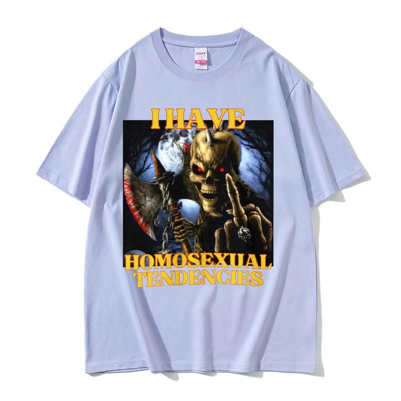 Homosexual Tendencies Funny Hard Skeleton Meme T-shirt Men Fashion Harajuku Cool Vintage T Shirt Male Casual High Quality Tshirt