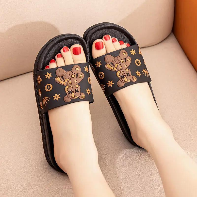 Fashion Shoes for Women Bathroom Cartoon Indoor Open Toe Cute House Woman Slippers Platform Anime Home Slides Sandals Y Natural Skin Eva