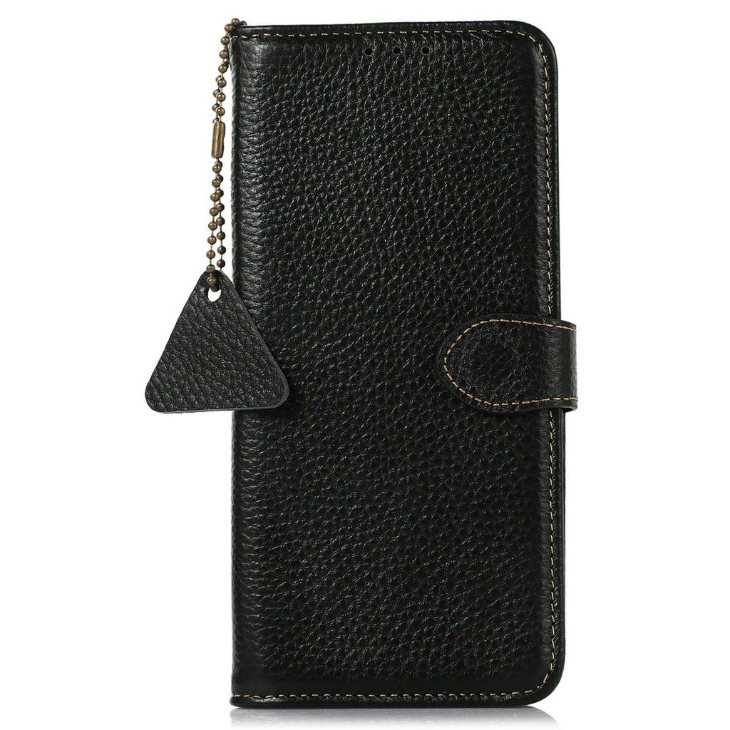 For Motorola Edge 60 Fusion 5G Case RFID Blocking Genuine Cow Leather Phone Cover Litchi Texture