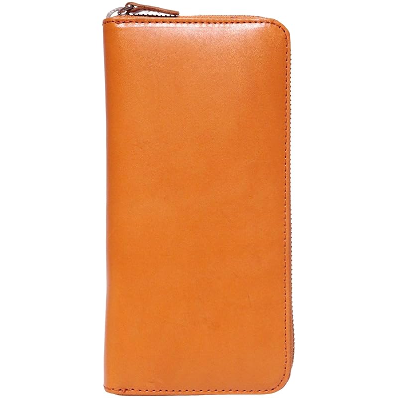 

[Berkut] camel tochigi leather long wallet men s ladies himeji leather wallet made in Japan genuine leather Tanned leather round zipper Thin large