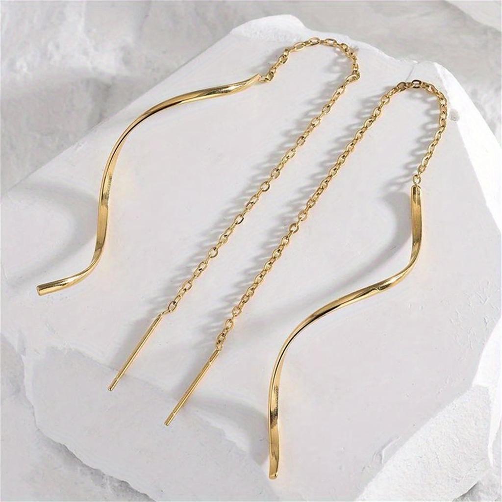 Długie kolczyki z falami, akcesorium, kolczyki ze stopu, modna biżuteria, idealne dla kobiet, codzienne dekoracje i okazje festiwalowe