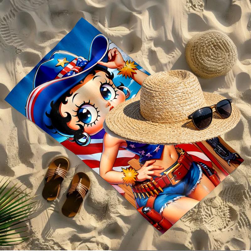 Doll Print Beach Towel Design, Soft, Lightweight. for Home Bathroom, Spa, Pool, Yoga, Surfing, Camping, Gift for Family, Friend