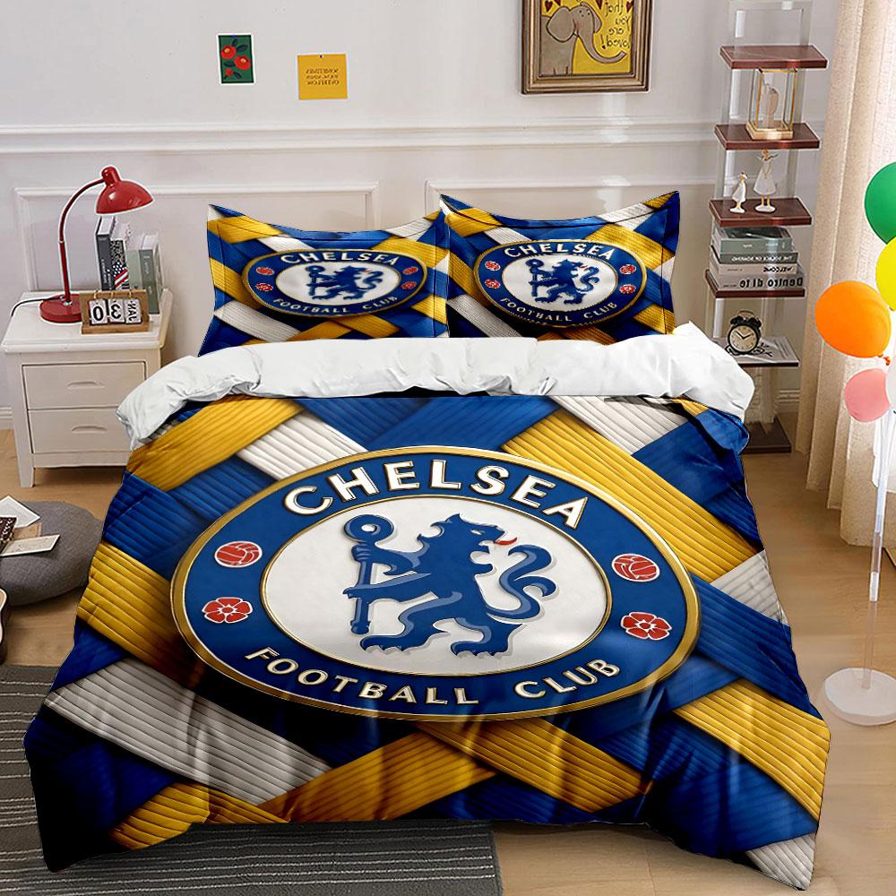 Chelsea FC Bedding Set Three-Piece Bedding Duvet Cover Set Duvet Cover Pillowcases (1 * Duvet Cover 2 * Pillowcases, Without Duvet Insert)