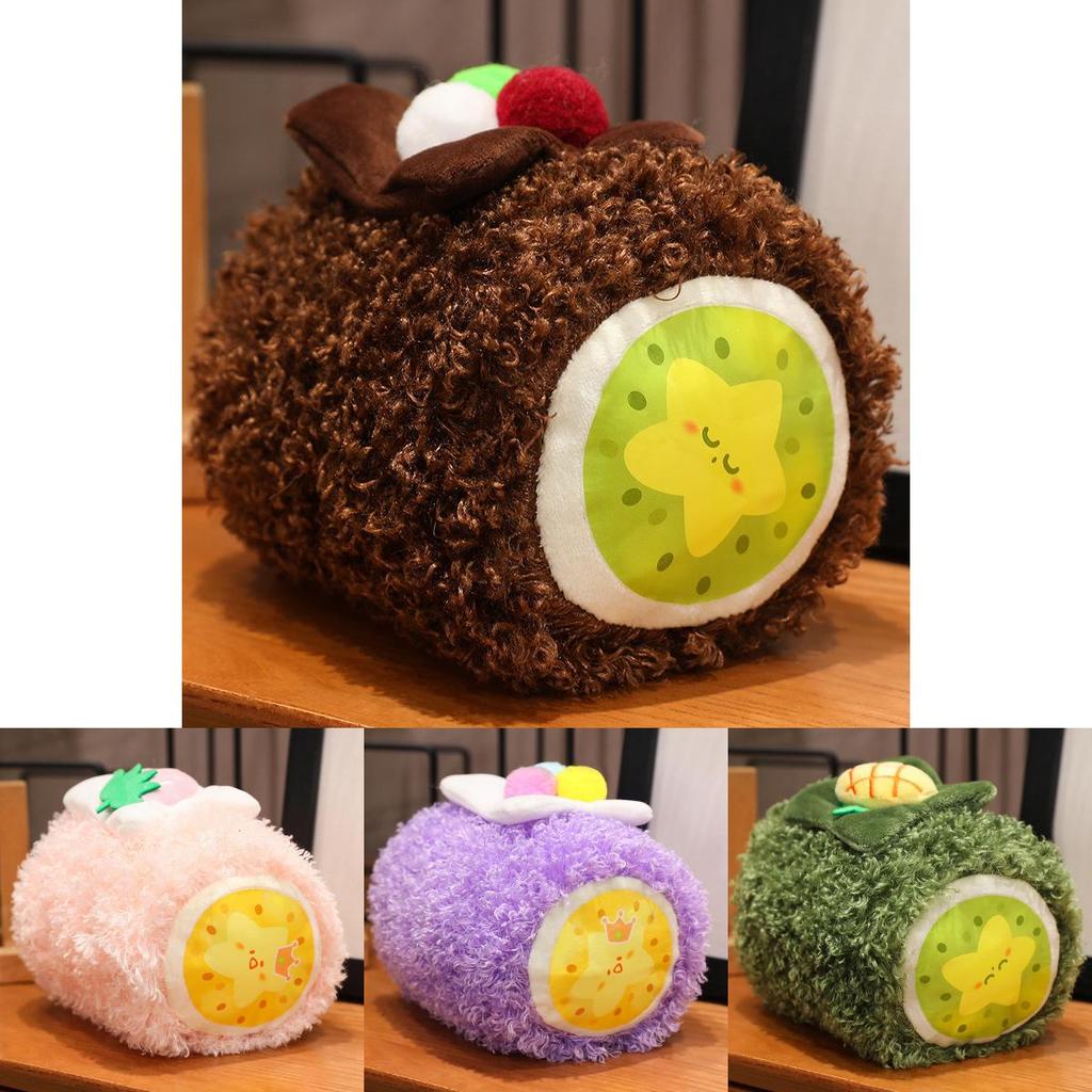 Adorável Pelúcia Macia de Pão de Chocolate Macaron Rolo Suíço Animal de Pelúcia Presente de Aniversário