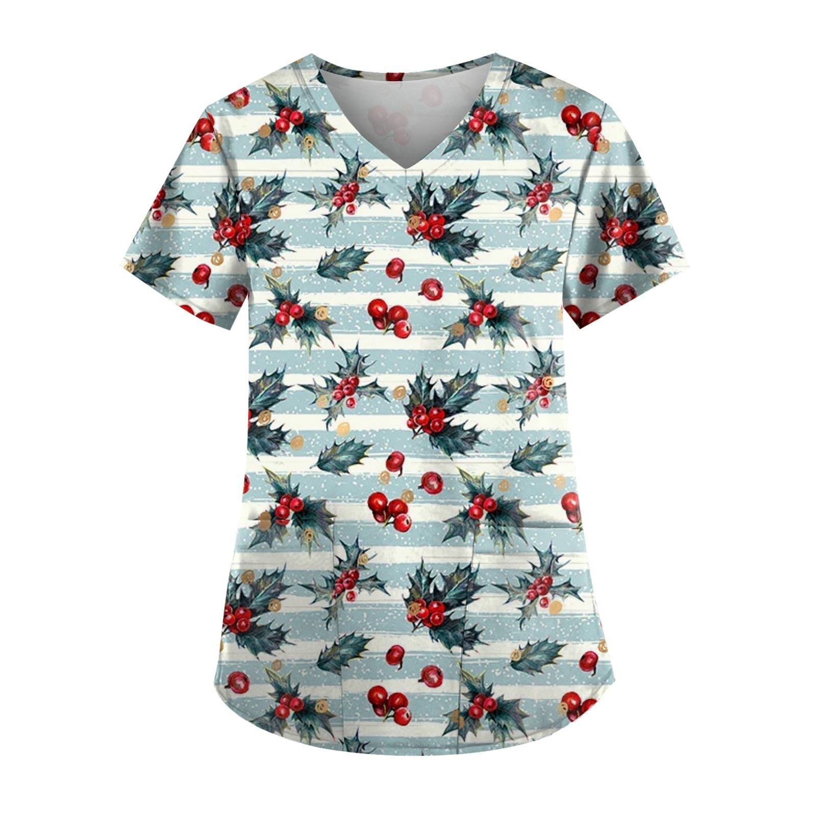 

Різдвяний жіночий модний повсякденний захисний робочий костюм із різдвяним принтом із V-подібним вирізом XXXXL