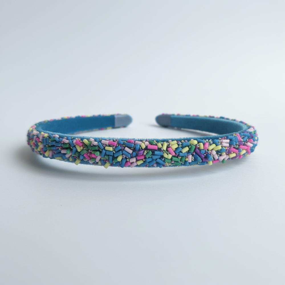

Trendy Thin Particles Headbands For Girls Multicolor Non Slip Colorful Headband Cute Puffy Hair Band for Children синій
