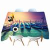 Seascape Sailing Boat Pattern Tablecloth Thicken Cotton Dustproof Rectangular Round For Wedding Picnic Party