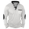 Spring and Autumn Men's Outdoor Retro Patchwork Top Daily Outdoor Casual Long Sleeve T-Shirt