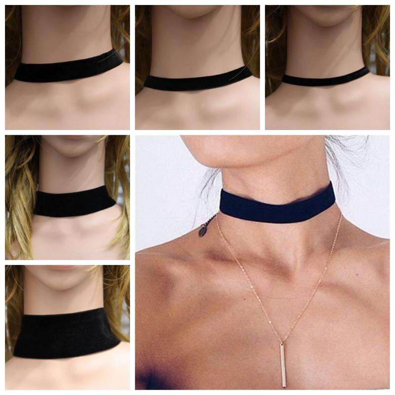 Svart Sammet Choker Halsband Goth Gotisk Handgjord Retro Burlesk Smycke