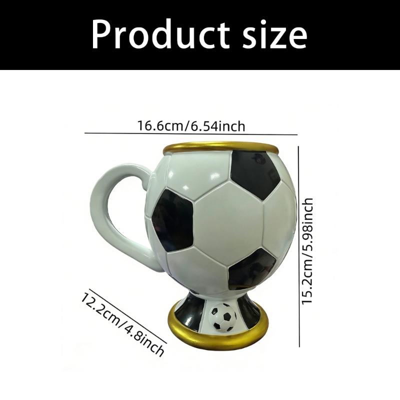Einzigartige 3D-Fußballharz-Tasse mit hochwertigem Edelstahl-Innenleben für Heiß- und Kaltgetränke, Kaffee-Trinkbecher