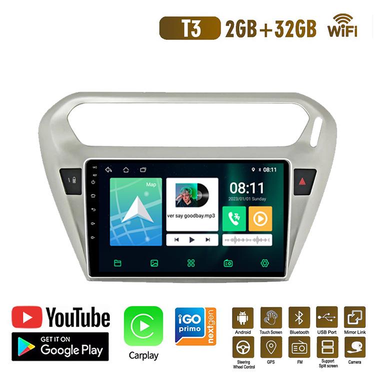 Peugeot 301 и Citroen Elysee Android HD Навигация и CarPlay Камера заднего вида