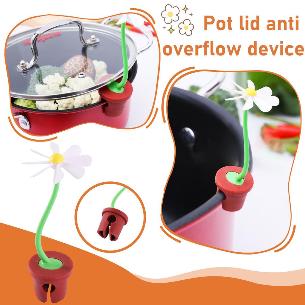 Pot Steam Release, Pot Lid Lifter Silicone Kitchen Tool With Cute Daisy Design, Spill And Overflow Guard For Safe Cooking