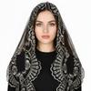 Catholic Church Lace Veil, Cross Lily Embroidered Mantilla Chapel Veil, 130×65cm Women Religious Head Covering Scarf