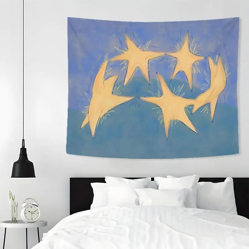 

Abstract Star Tapestry Minimalist Blue Yellow Wall Hanging Polyester Aesthetic Room Decor for Bedroom Dorm 74x94cm(29x37in)