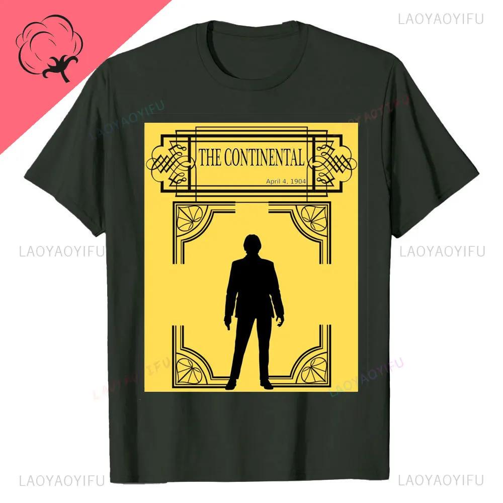 John Wick Movie Printed T Shirt Continental NYC Adult Short Sleeve Action Thriller Vintage Style Graphic Oneck Summer Tees