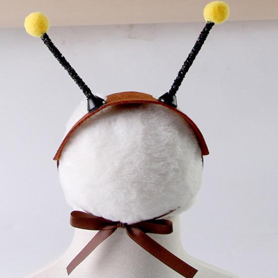 Bee Headwear with Antenna Ears Cat Dog Headpiece with Ear Holes Pet Headwear for Cats Small Dogs Bichon Festive Party Dress-up