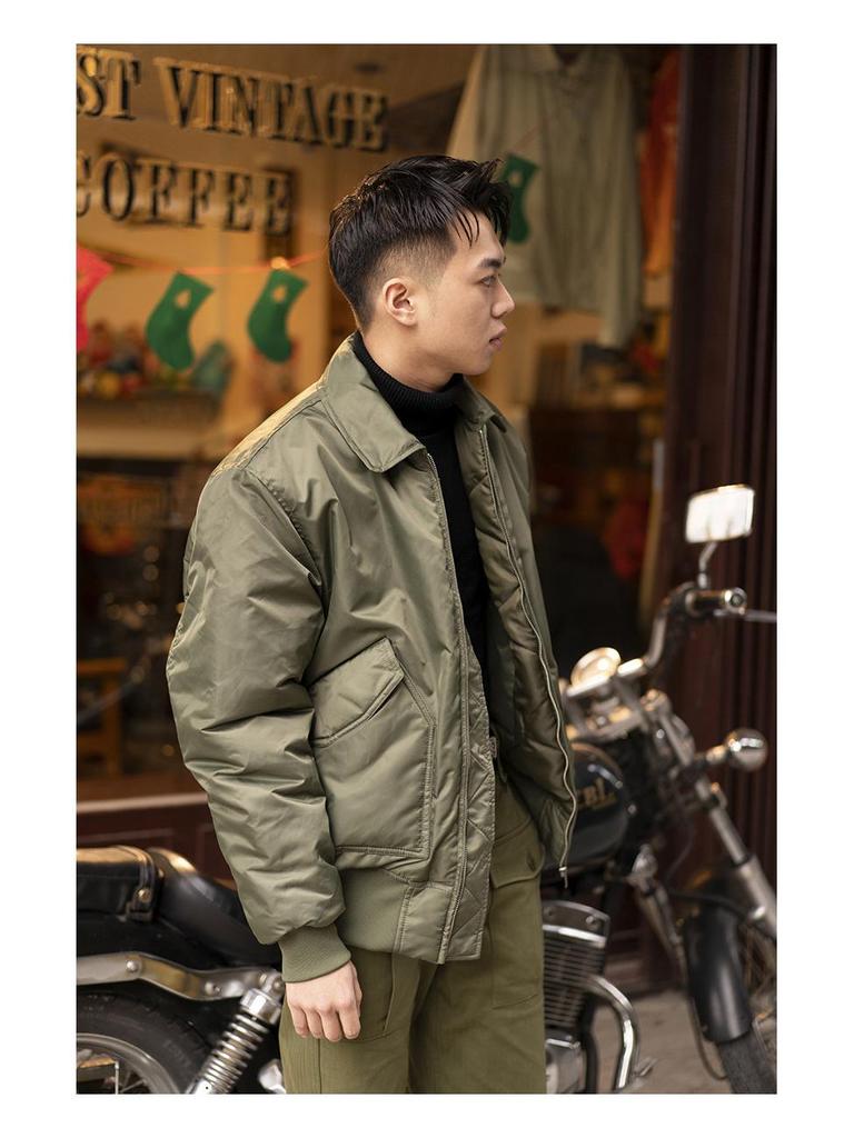 Normanlong Men's Trendy Cotton Pilot Jacket, Air Force Military Style with Turn-Down Collar, CWU-45P Baseball Jacket