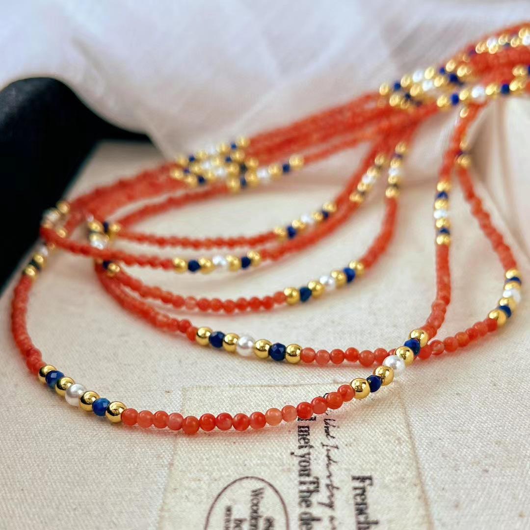 Vintage High Quality Natural Nanhong Baby Bead Collarbone Chain Necklace