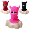 Ox Horn Full Face Ski Mask Single Hole Halloween Cotton Hat Horns Balaclava Knitted Caps  Winter