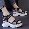 2025 summer foreign trade slope heel sandals women platform versatile muffin shoes heightening fashion Internet celebrity super fire sandals women