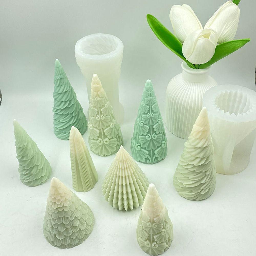 3D Cone Candle Silicone Mold Christmas Tree Soap Mold Art Wax Cake Resin Mold Desk Decoration