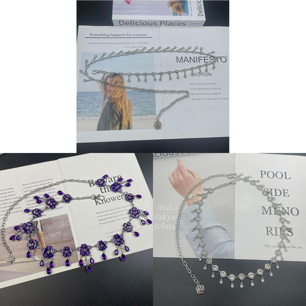 Metallische Kettengürtel für Damen mit Quasten und Strasssteinen Sommer Modeaccessoire
