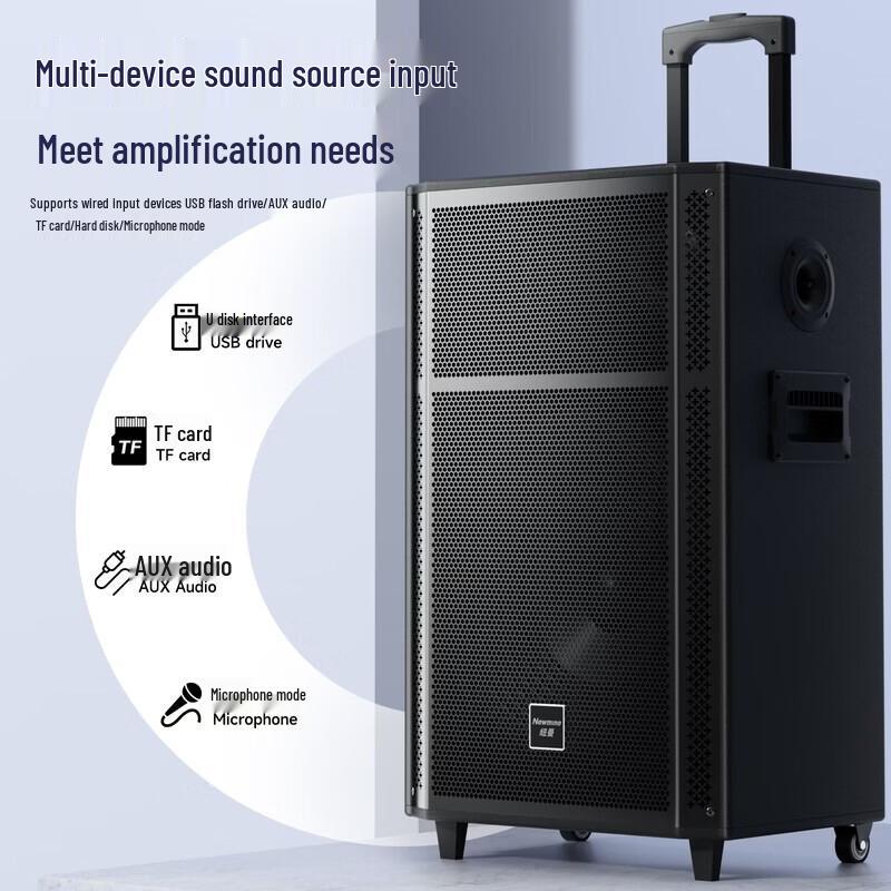 Newmine N529 15-inch Portable Trolley Bluetooth Speaker CN plug (adapter included)
