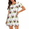 Cartoon Comic Damen Oversized Rundhals Modisches Lockeres Lässiges Sommerkleid mit Kurzen Ärmeln