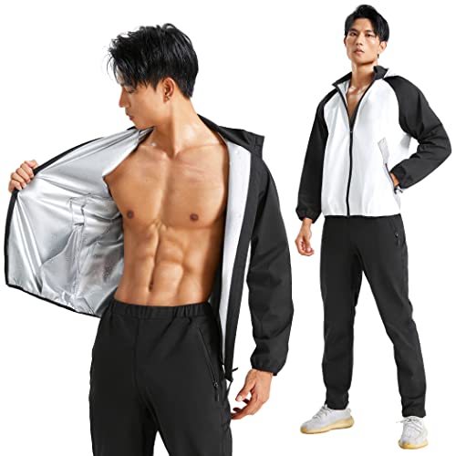 Sawaiko Sauna Suit Jacket, Washable, Unisex, Heavy Sweating, Breathable, Windbreaker, Training Wear, Walking, Exercise, Stylish, Plus Size Pullover, U