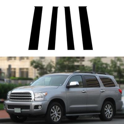 4pcs Glossy Black Car Window Pillar Posts Trim Cover Fit For Toyota Sequoia XK60 2008-2022 Car Stickers