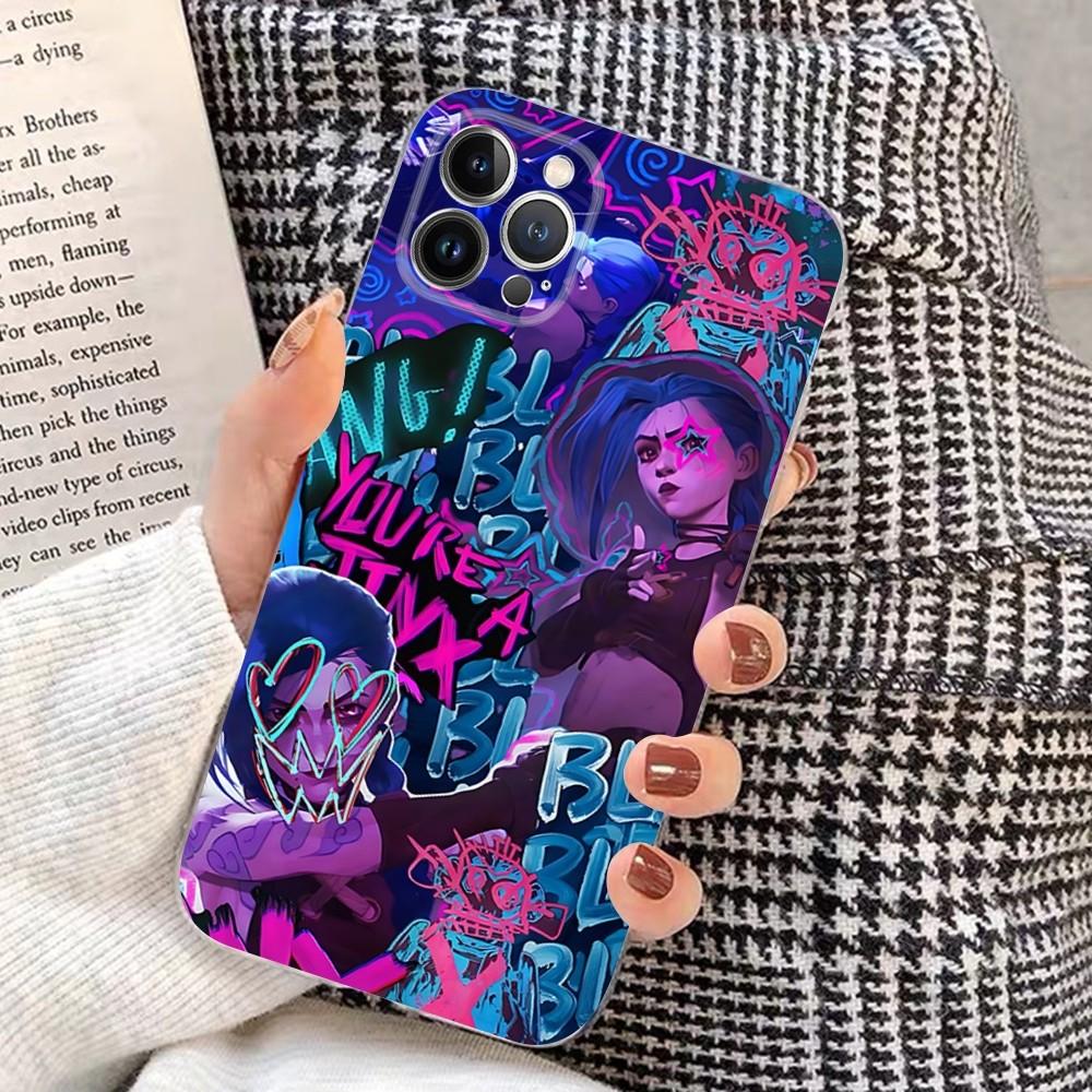 Anime Arcane J-Jinx-Vi Phone Case For IPhone 16 15 14 13 12 Mini 11 Pro XS Max X XR SE 6 7 8 Plus Soft Silicone Cover