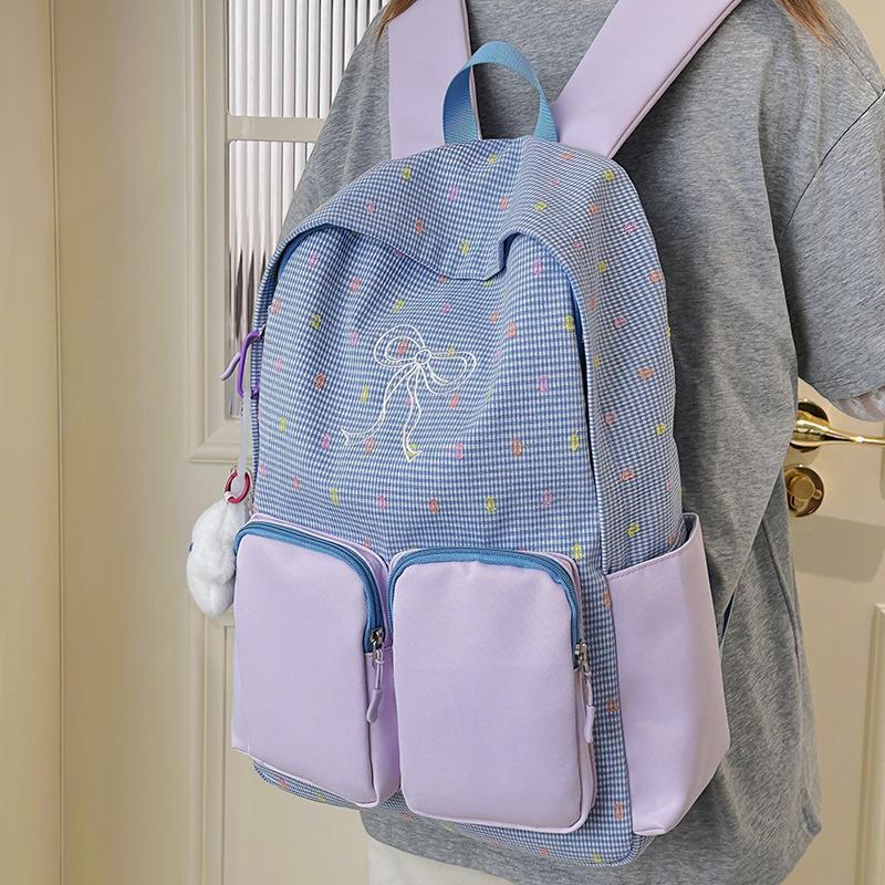 School Bag Summer New School Bag Women's Japanese Ins Small Fresh Cute Girl Heart Bow College Wind Travel Backpack