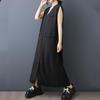 Ärmelloses Übergröße schwarzes Vintage Neu in Kleider für Frauen lässiges lockeres langes Sommerkleid
