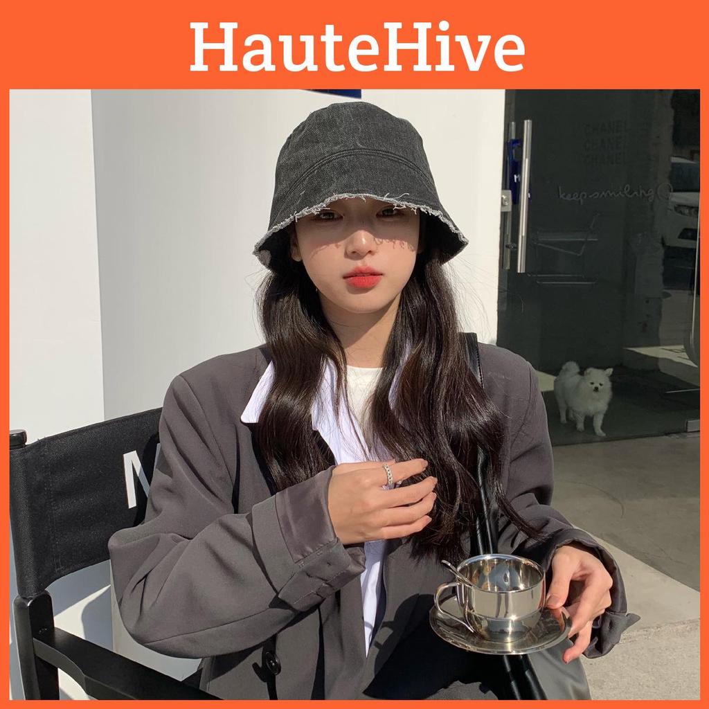 Trendy 2021 Washed Denim Bucket Hat For Women Youthful Style Wide Brim Sun Protection