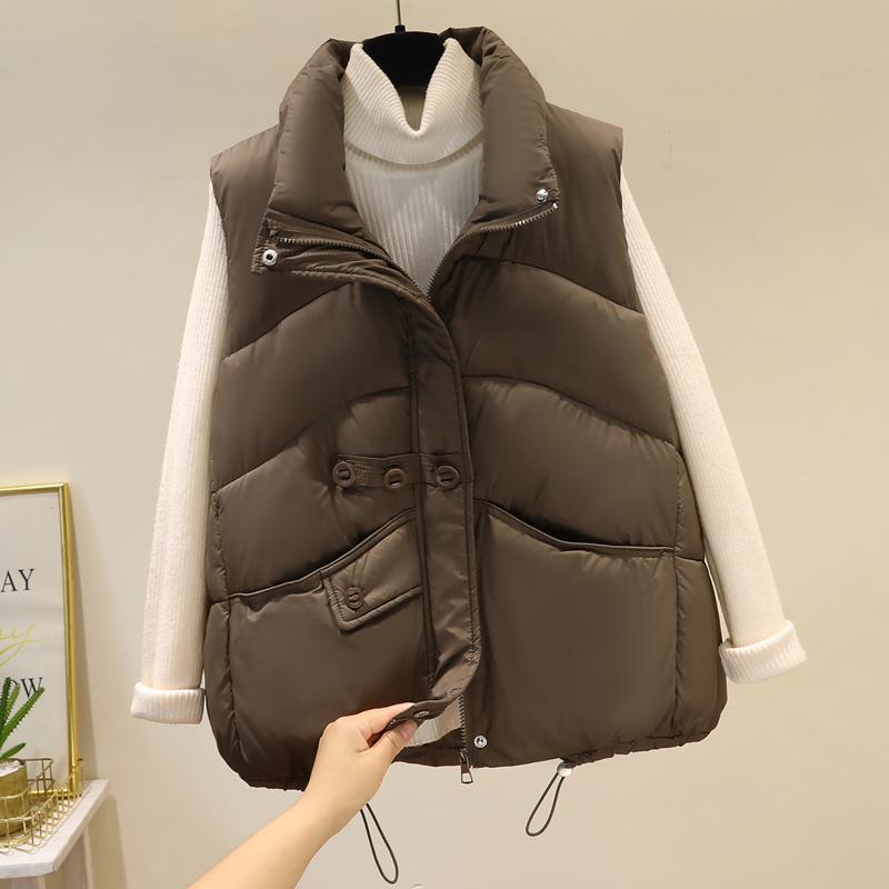 Módní dámská parka bez rukávů, zimní svrchní oblečení, elegantní tlustá teplá vesta, dámské krátké kabáty