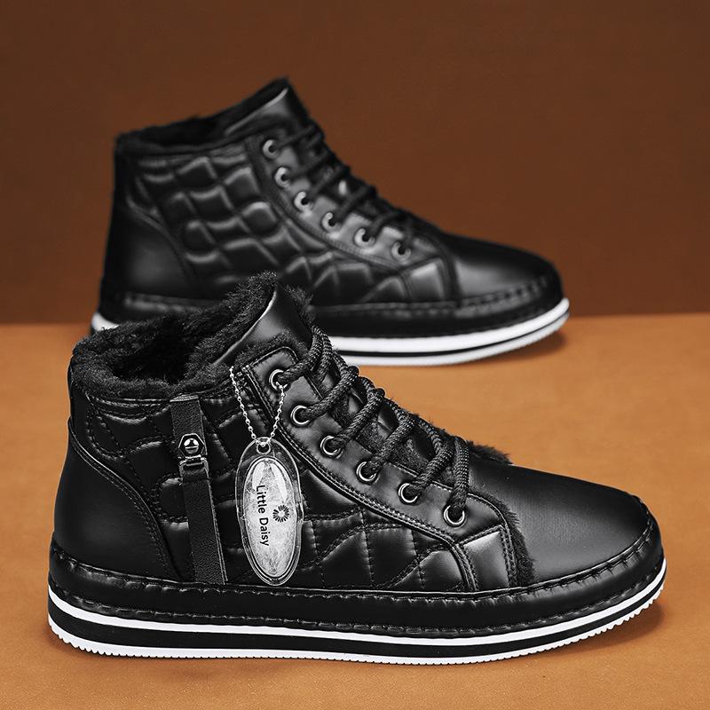 Canvas Men's Shoes 2024 New Winter High-top Casual Flat Shoes Piled and Thickened Warm Versatile Sports Trendy Shoes