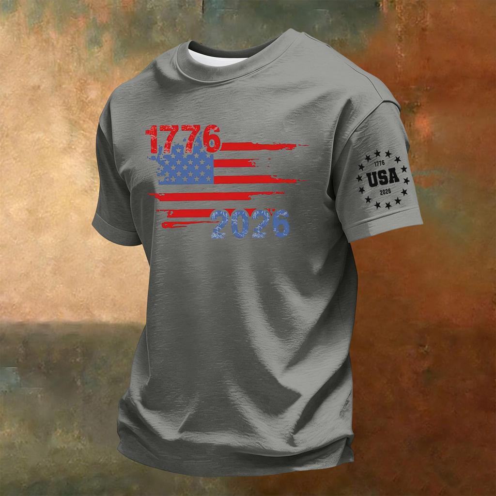 Men's Short Sleeve Crew Neck T-Shirt Casual Comfortable Fit Graphic Print 250th Anniversary Independence Day USA Design Summer Wear