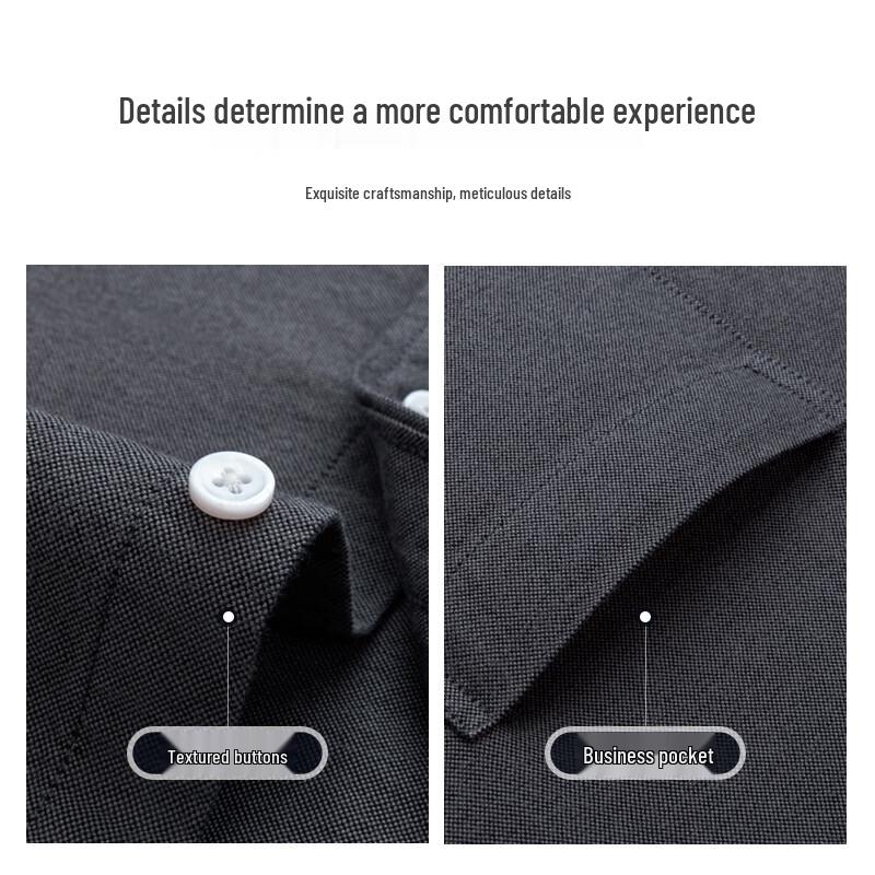 Romon Men's Solid Oxford Casual Long-Sleeve Shirt